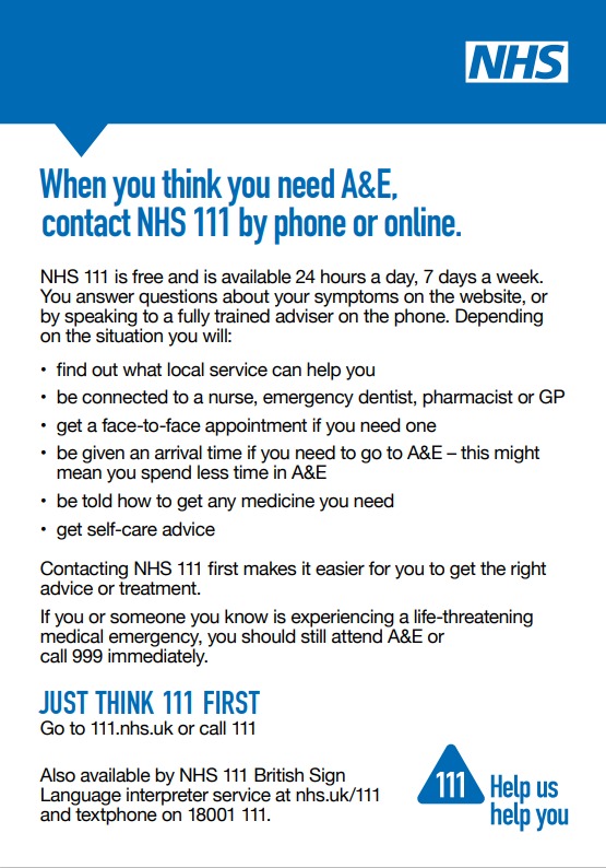 nhs 111 nhs 111